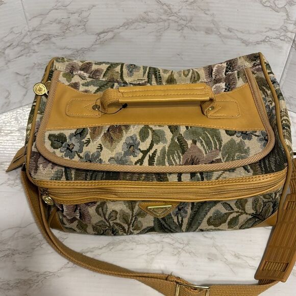 French West Indies Tapestry Floral Print Zip Over Night Carry On Travel bag - Picture 5 of 14